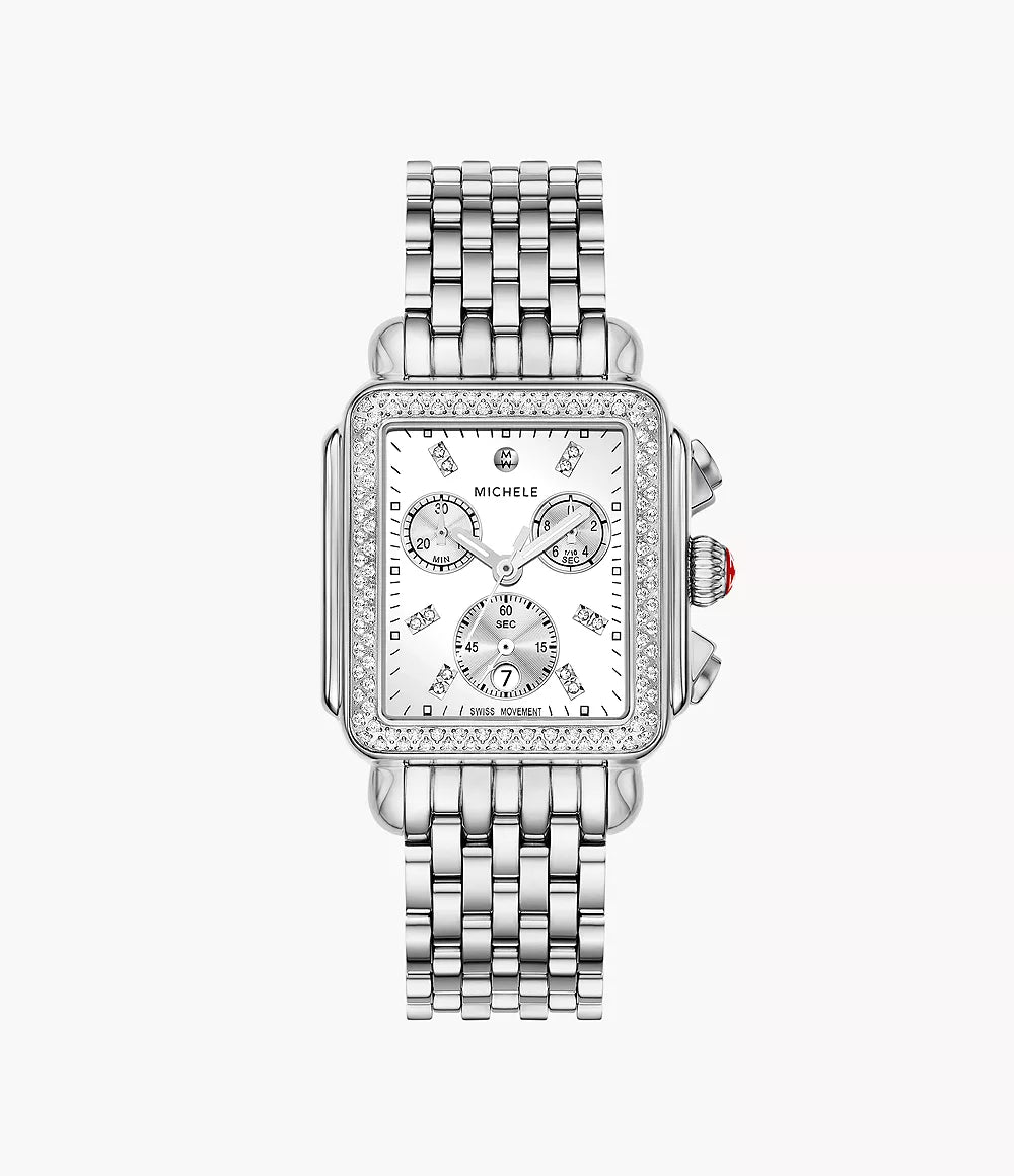 Michele Deco Diamond Watch 35MM High-Shine Stainless Steel