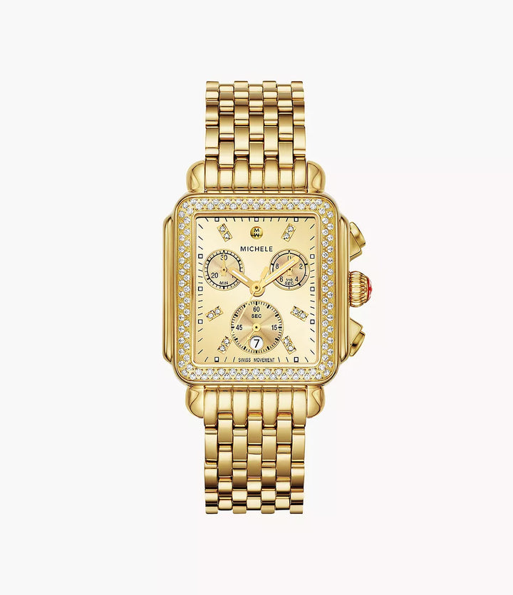 Michele Deco Diamond Watch 35MM - High-Shine 18K Gold-Plated