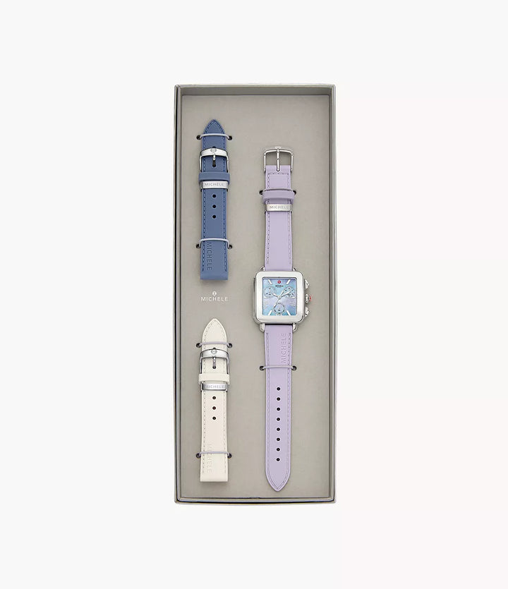 Michele Deco Sport Watch Gift Set 36MM - Lavender Silicone