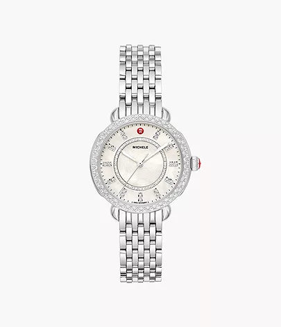 Michele Sidney Diamond Watch 33MM - Stainless Steel