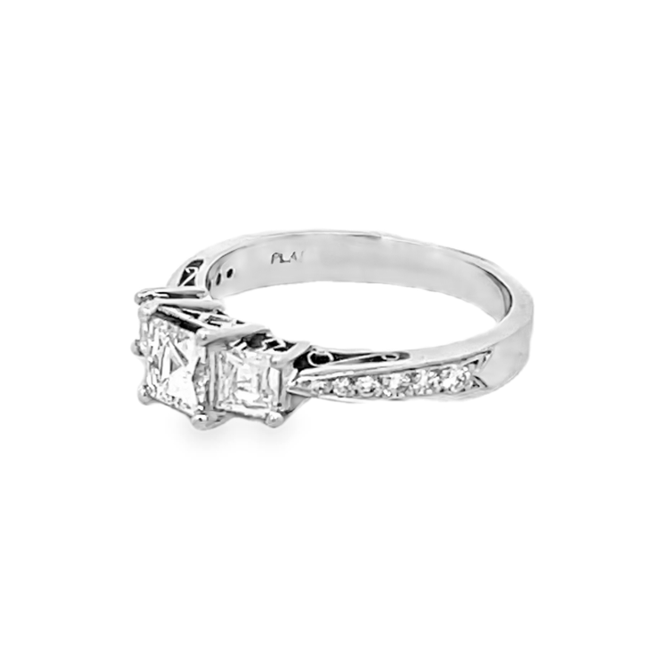 Platinum Tycoon Cut Diamond Semi-Mounting Engagement Ring 0.68ctw