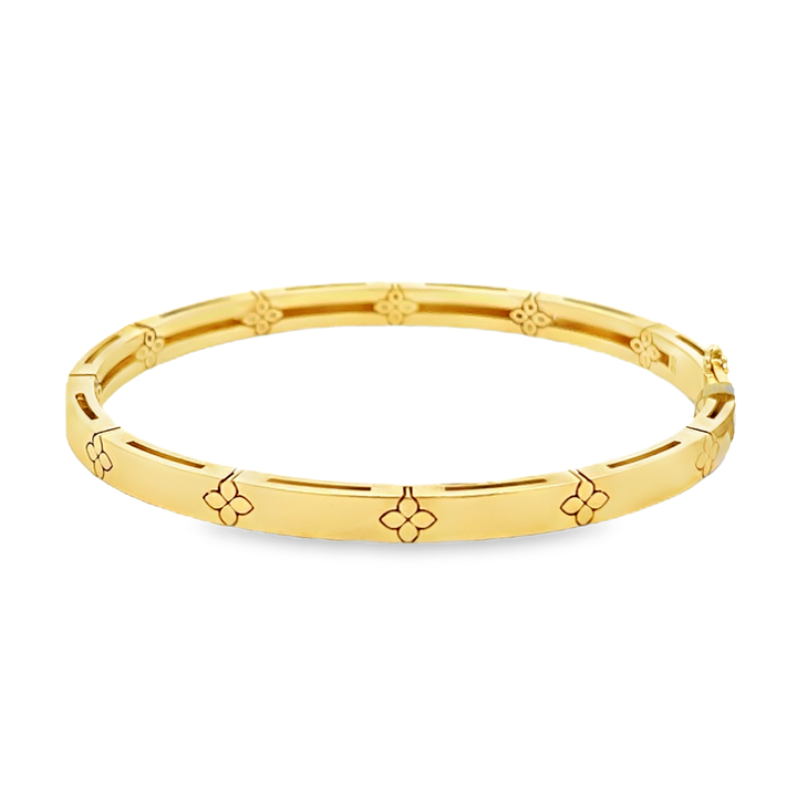 18K Yellow Gold Round Cut Diamond Love In Verona Bangle Bracelet 0.15ctw