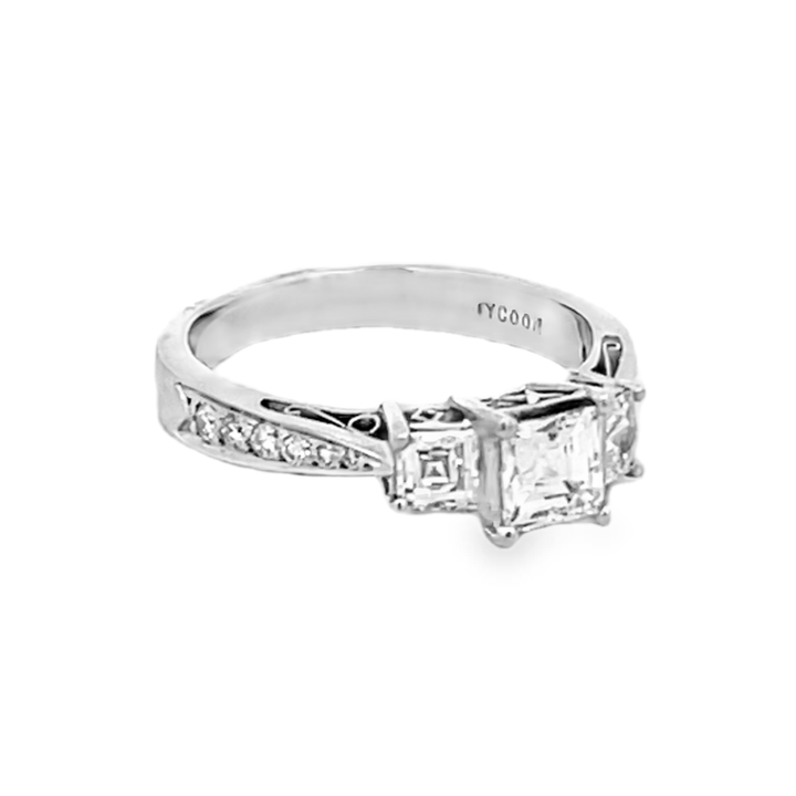 Platinum Tycoon Cut Diamond Semi-Mounting Engagement Ring 0.68ctw