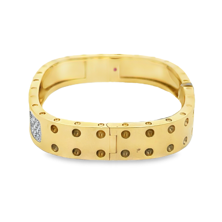 18K Yellow Gold Round Cut Diamond Pois Moi Bangle Bracelet 0.26ctw 46X56