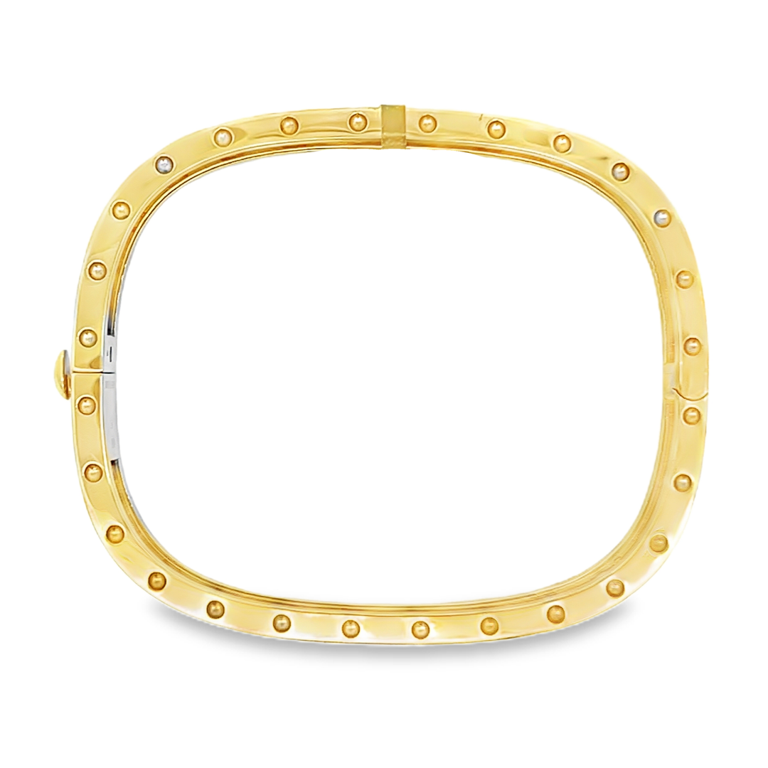 18K Yellow Gold Round Cut Diamond Pois Moi Bangle Bracelet 0.26ctw 46X56