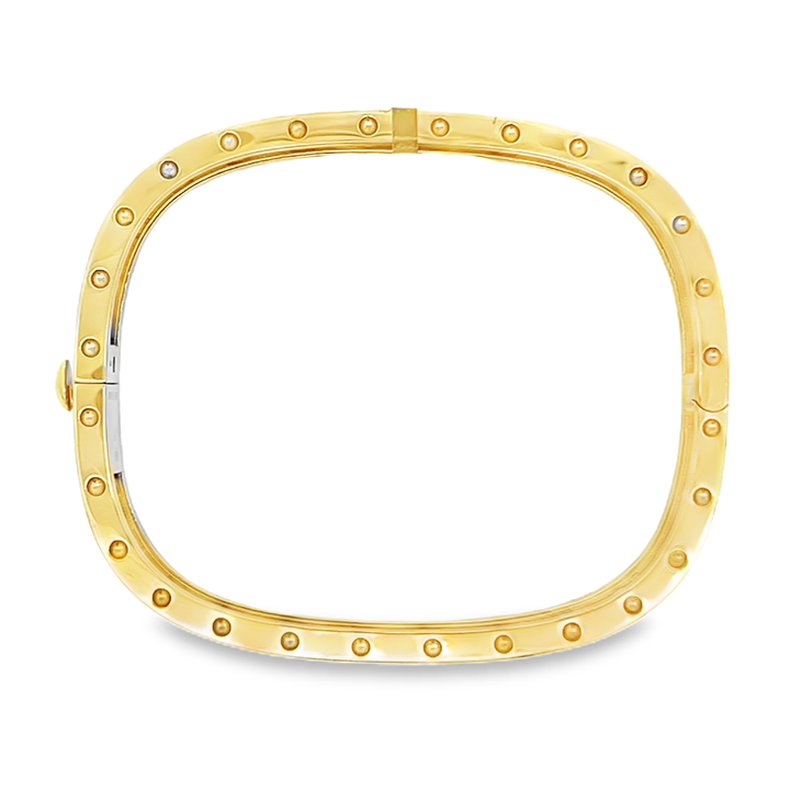 18K Yellow Gold Round Cut Diamond Pois Moi Bangle Bracelet 0.26ctw 46X56