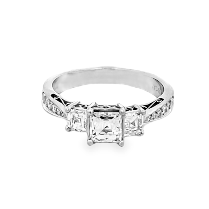 Platinum Tycoon Cut Diamond Semi-Mounting Engagement Ring 0.68ctw