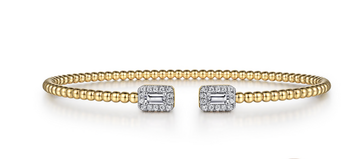 Bujukan Half Open Cuff Bracelet with Diamond Baguettes 0.30ctw G-H SI Clarity