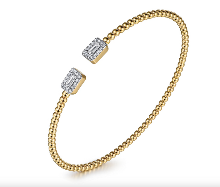 Bujukan Half Open Cuff Bracelet with Diamond Baguettes 0.30ctw G-H SI Clarity