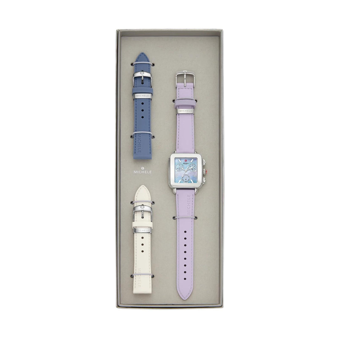 Michele Deco Sport Watch Gift Set 36MM - Lavender Silicone