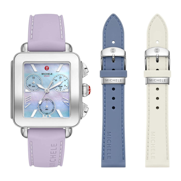 Michele Deco Sport Watch Gift Set 36MM - Lavender Silicone