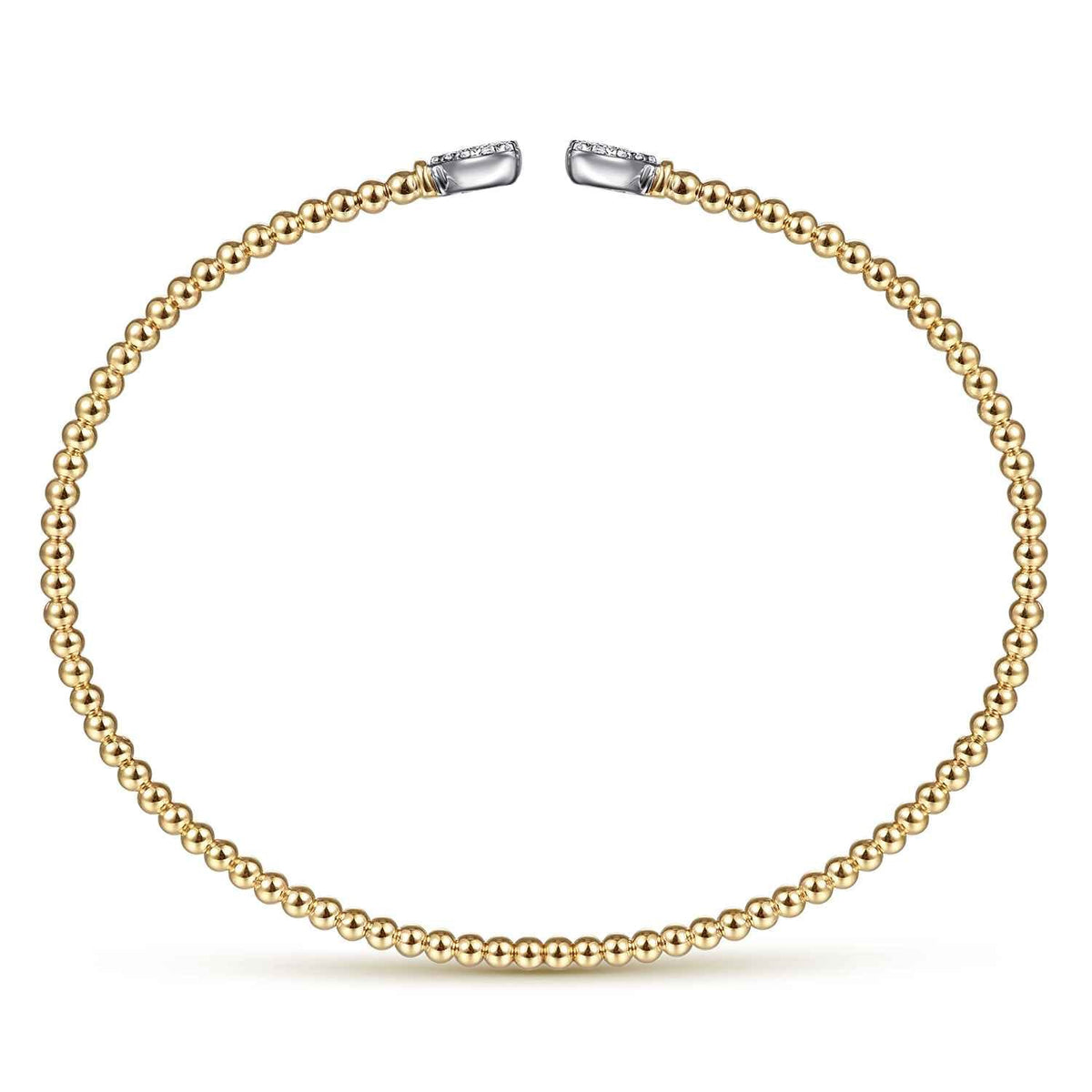Bujukan 14K Two-Tone Gold Hearts Split Bangle Bracelet