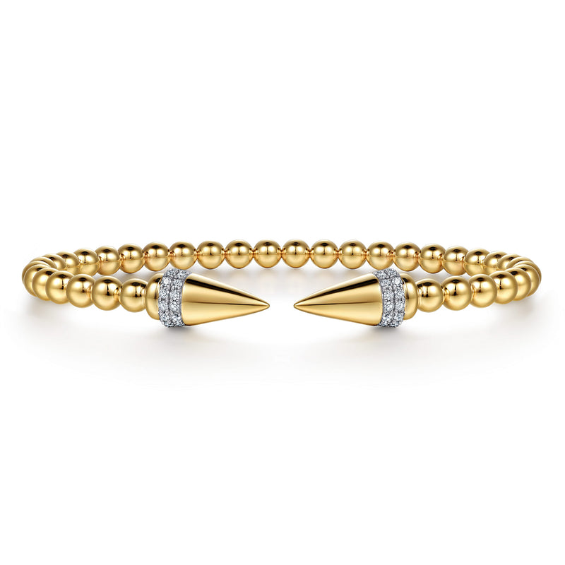 14K Yellow Gold Spike Open Bracelet