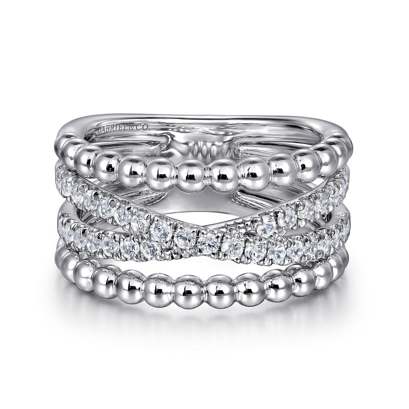 Sterling Silver White Sapphire Wide Ring
