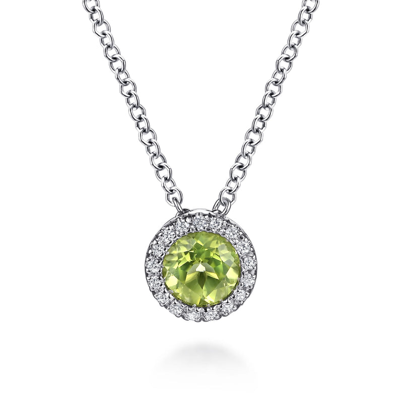 14K White Gold Peridot Pendant Necklace