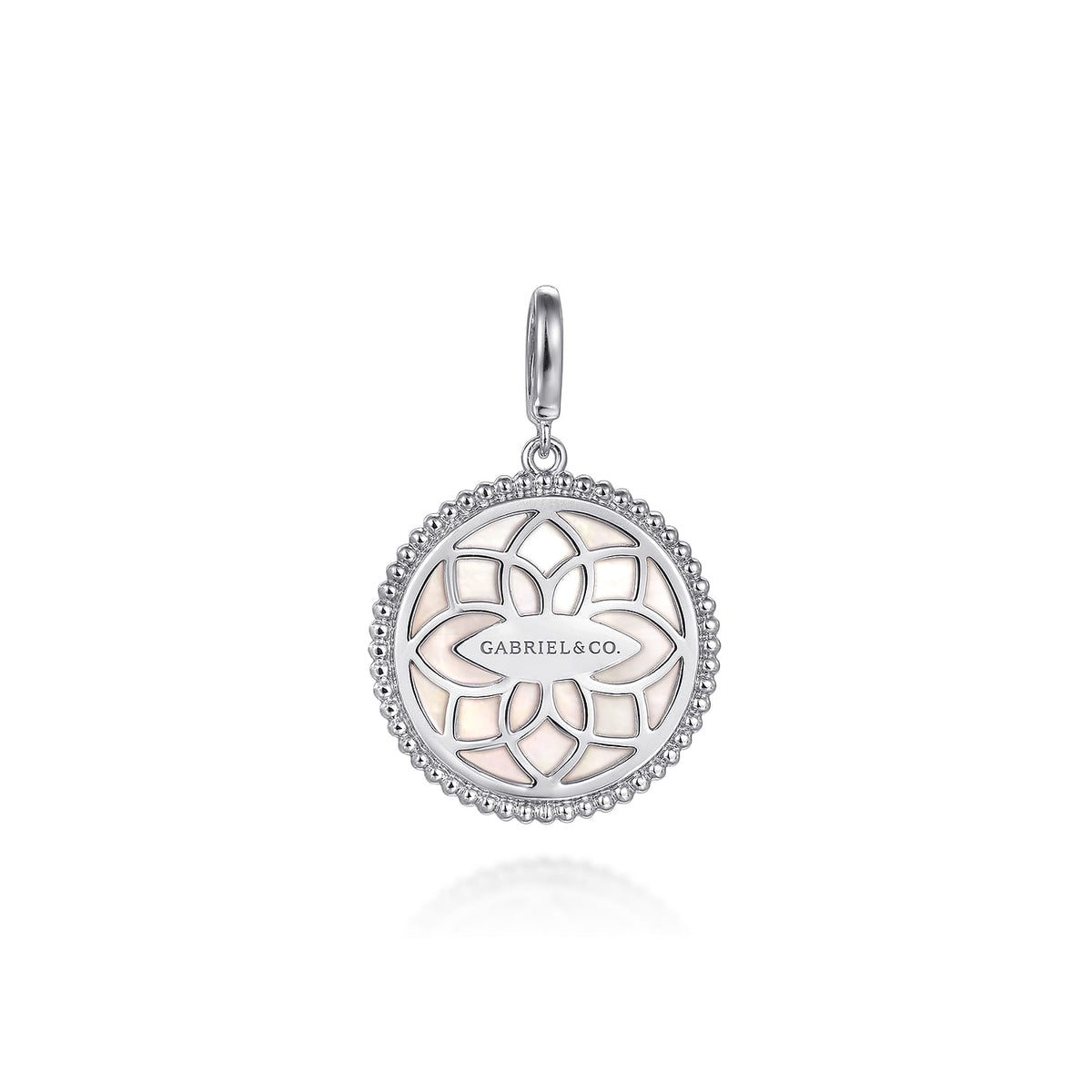 Bujukan Sterling Silver Mother of Pearl Sapphire Medallion Pendant Necklace