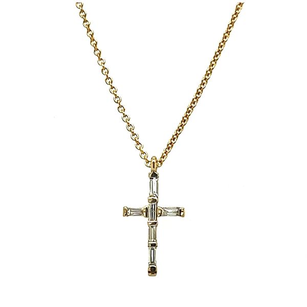 Gold Cross Baugette Diamonds