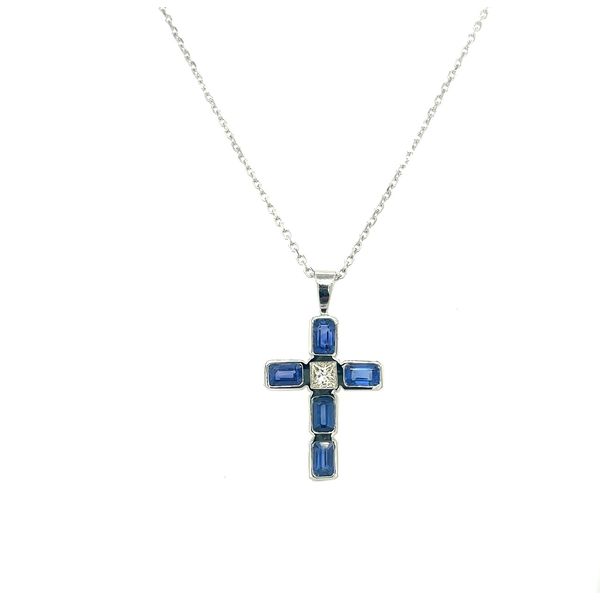 Sapphire Diamond Cross Pendant