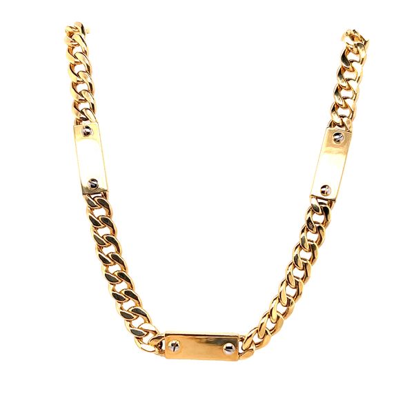 14k Yellow Gold Cuban Link Necklace with Bars