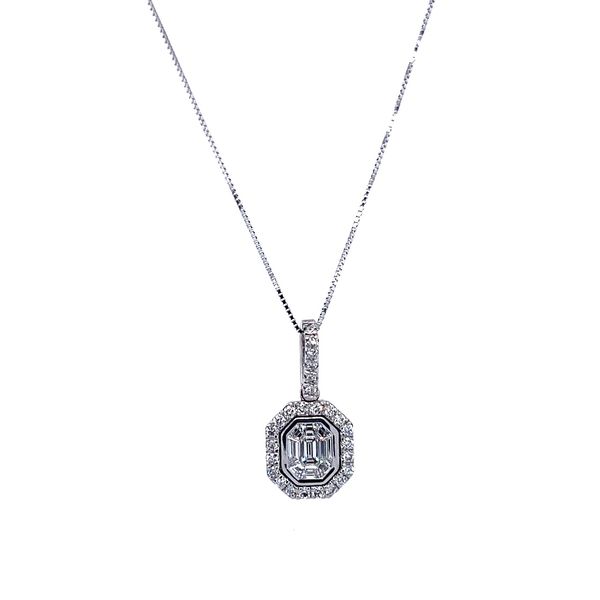 White Gold 1.00ct Cluster Emerald Pendant