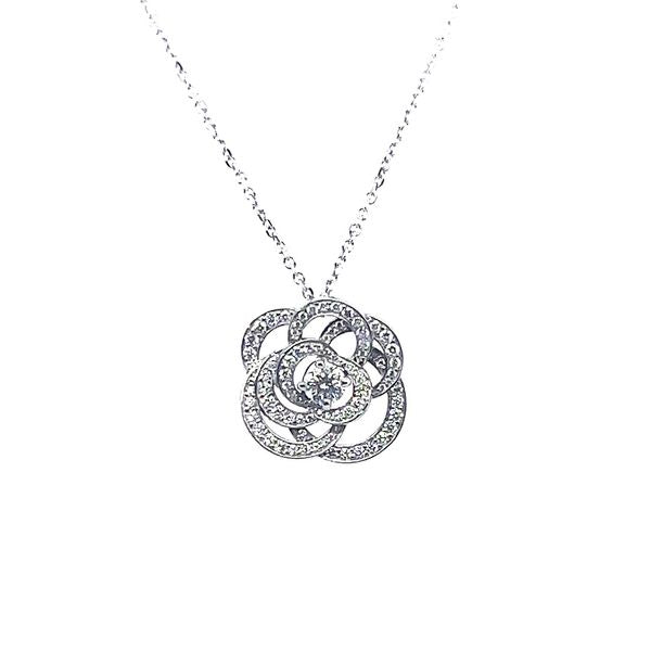 Diamond 1.52ct Flower Pendant Chanel Setting