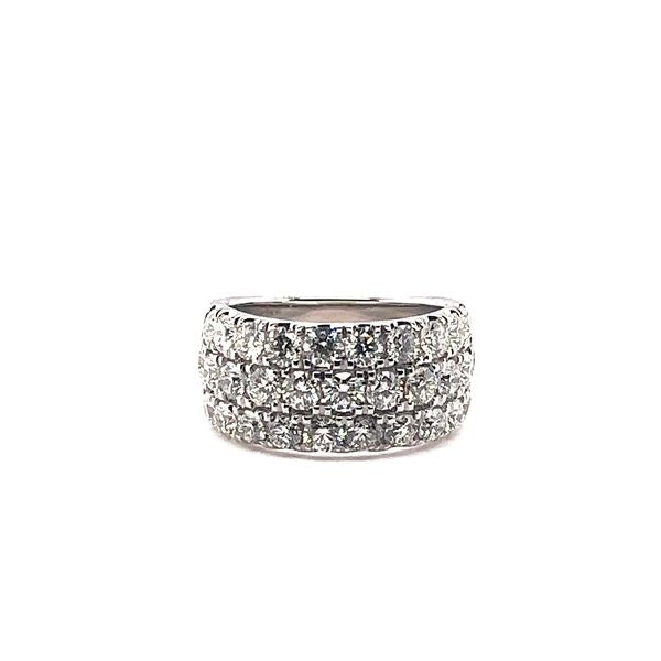 14K White Gold 3.00 Ct tw Round Fashion Ring – 3 Row Pave