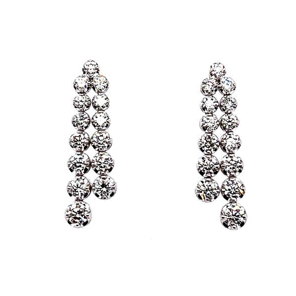 14K White Gold 3.68 Ct tw Round Double Drop Dangle Earrings–G H SI