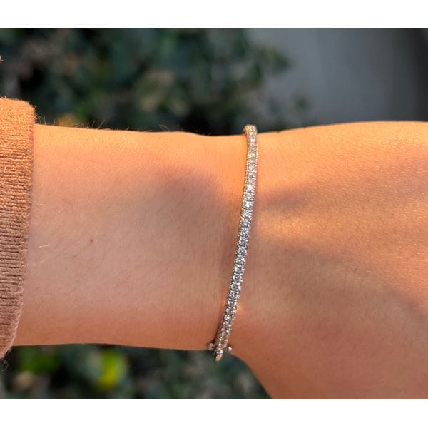 14K White Gold 1.00 Ct Tw Diamond Bangle Bracelet – G-H SI1