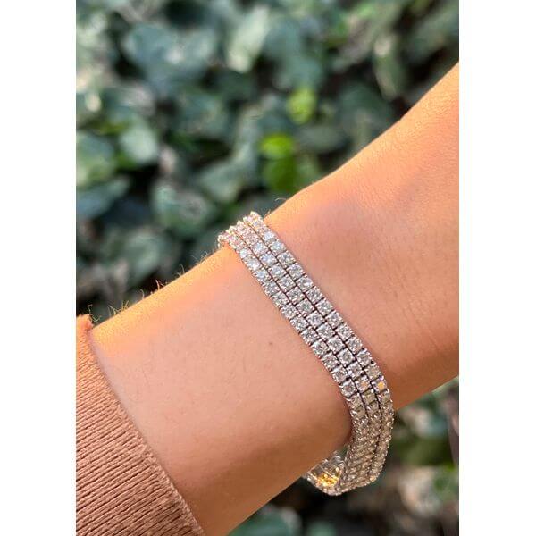 14K WG 15.28ctw Triple-Row Diamond Tennis Bracelet