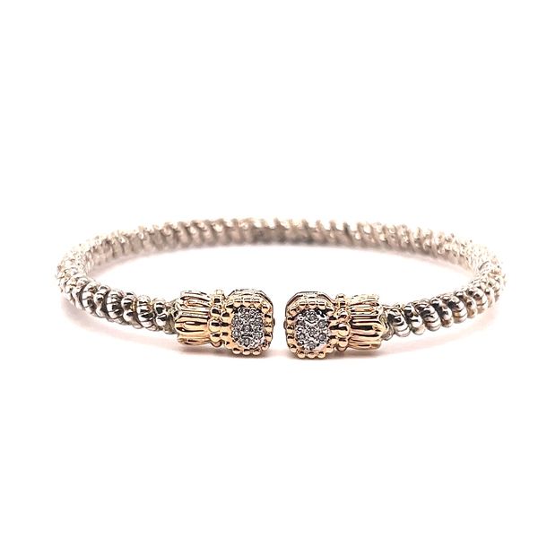 Vahan Diamond Bracelet in 14K Yellow Gold and Sterling Silver with 0.20 Carat Total Diamond Weight Open Bracelet
