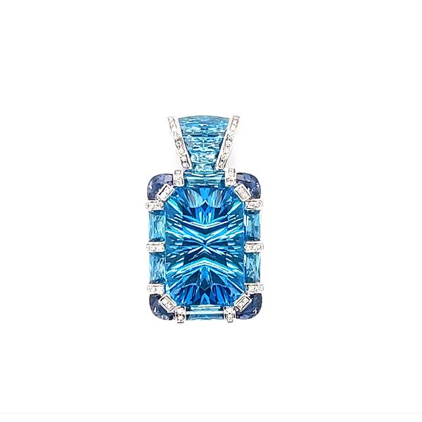 18K WG 33.00ctw Topaz + 10.50ctw Lolite Gemstone Pendant