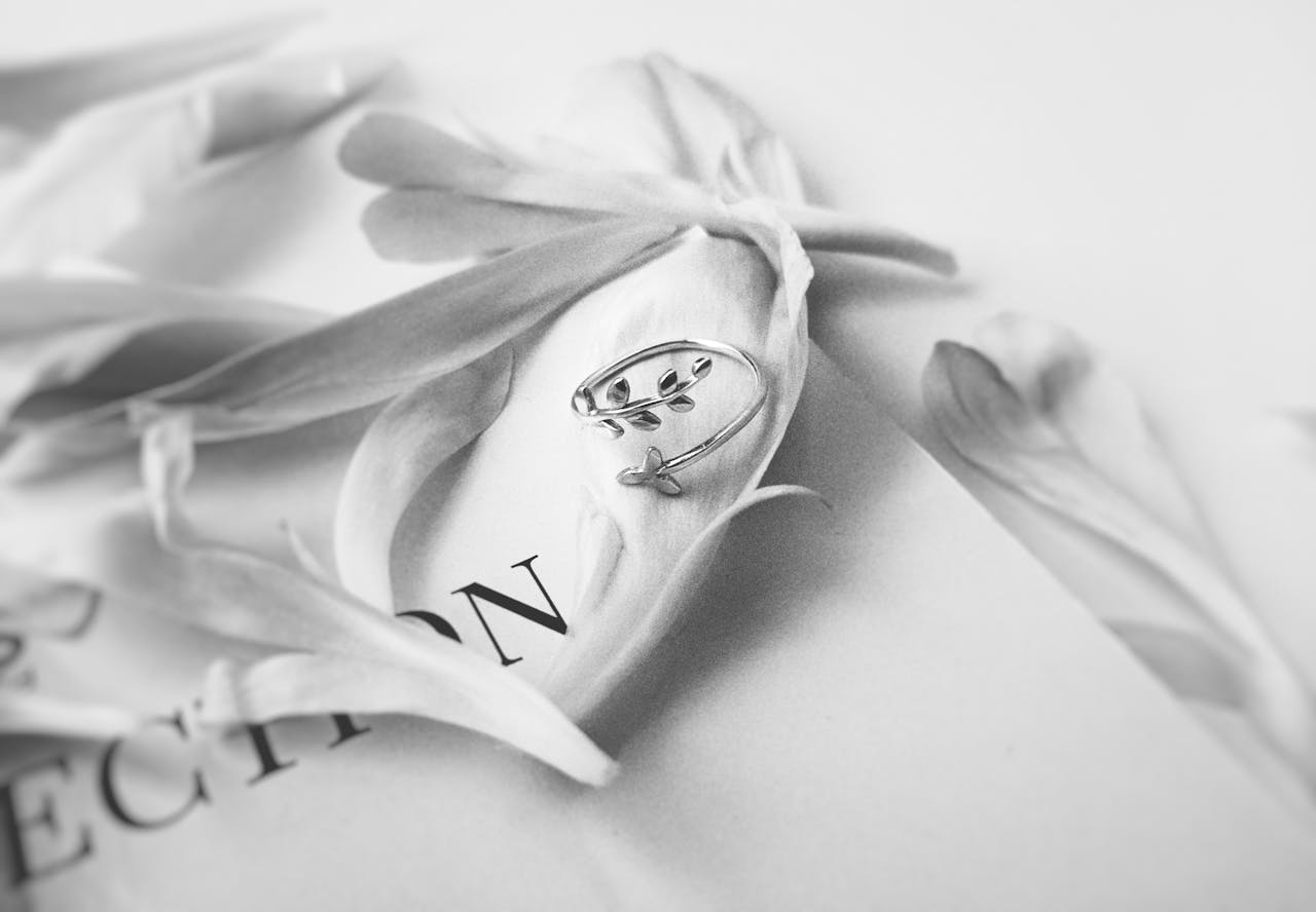 Silver Antler  Metal Ring sitting on a white backdrop