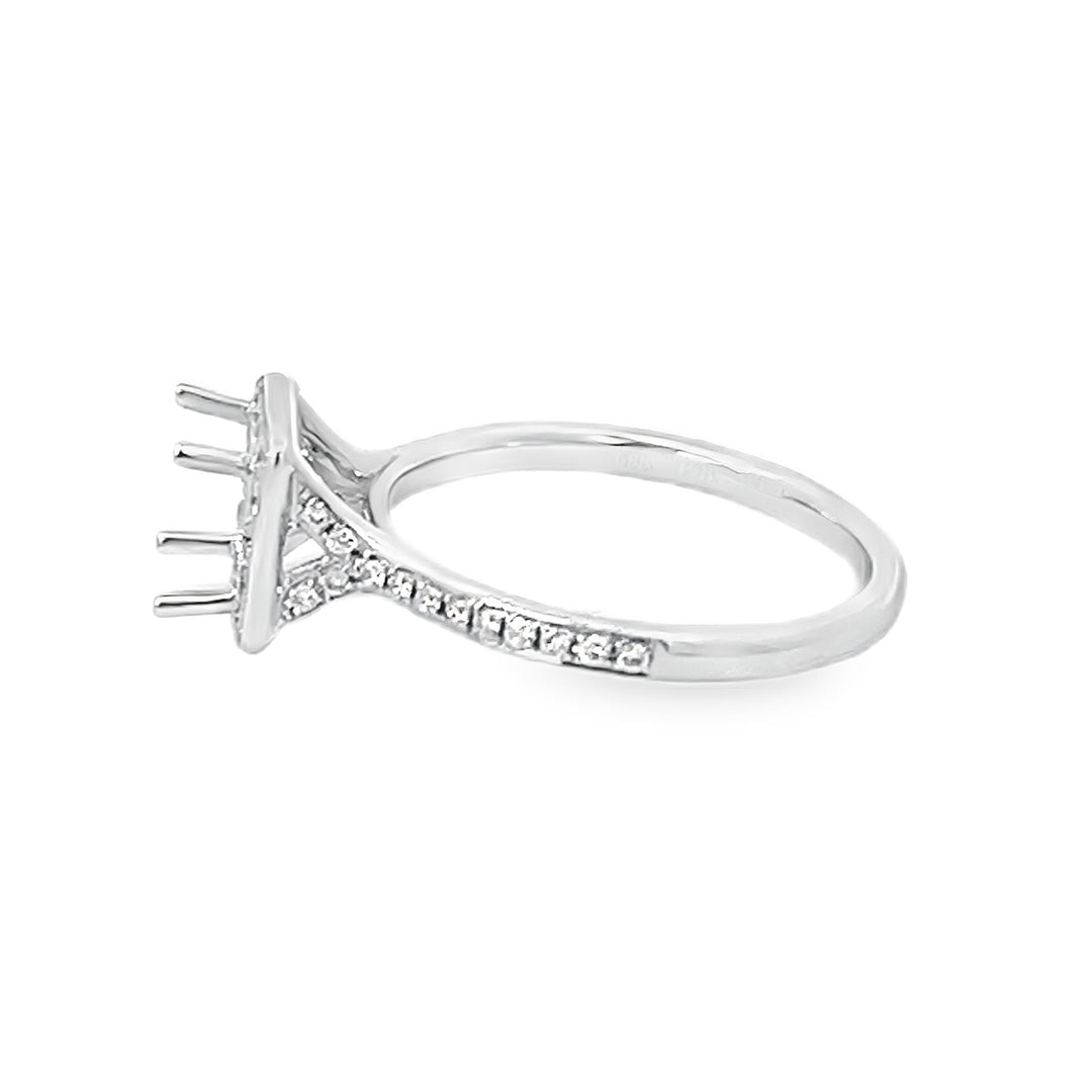 White Gold Halo Style Diamond Semi Mounting Ring