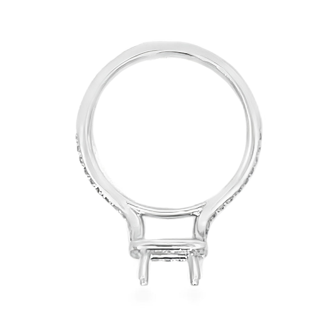 White Gold Halo Style Diamond Semi Mounting Ring
