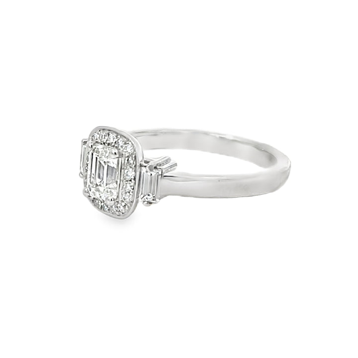 White Gold Emerald with Side Baguettes 2.00 Carat