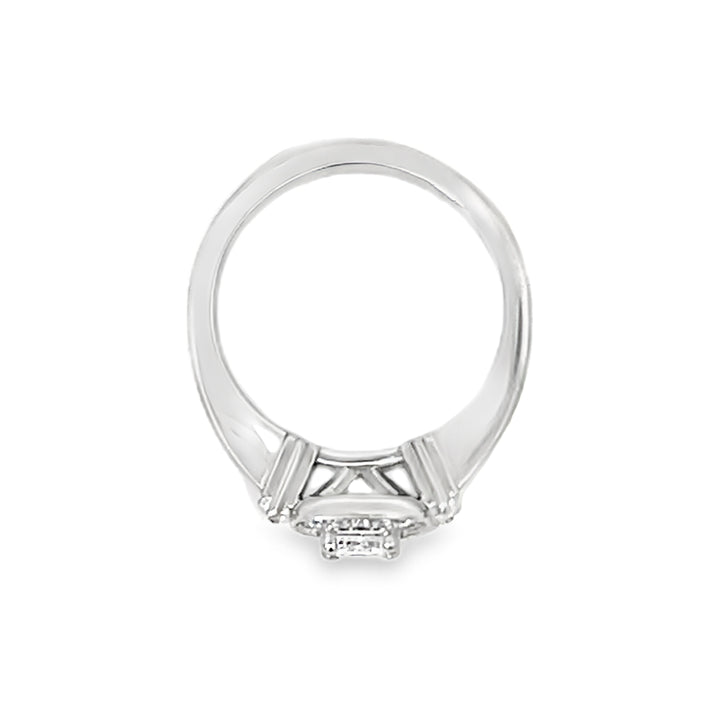 White Gold Emerald with Side Baguettes 2.00 Carat