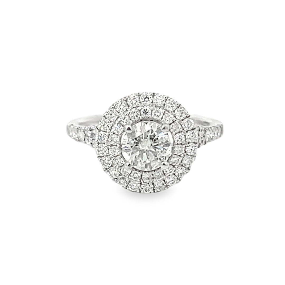 Round 1.41 Carat Total Double Halo Ring