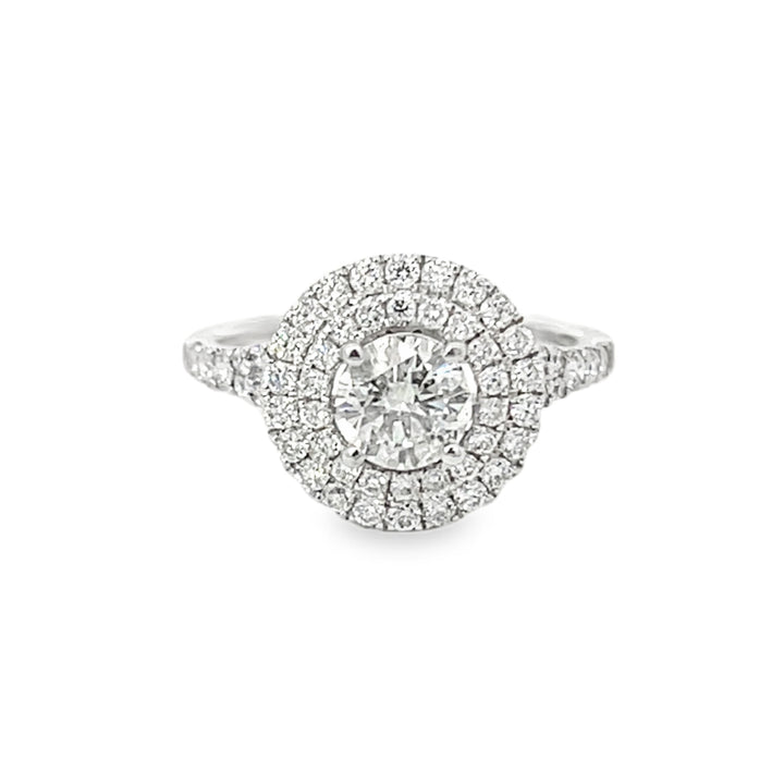 Round 1.41 Carat Total Double Halo Ring