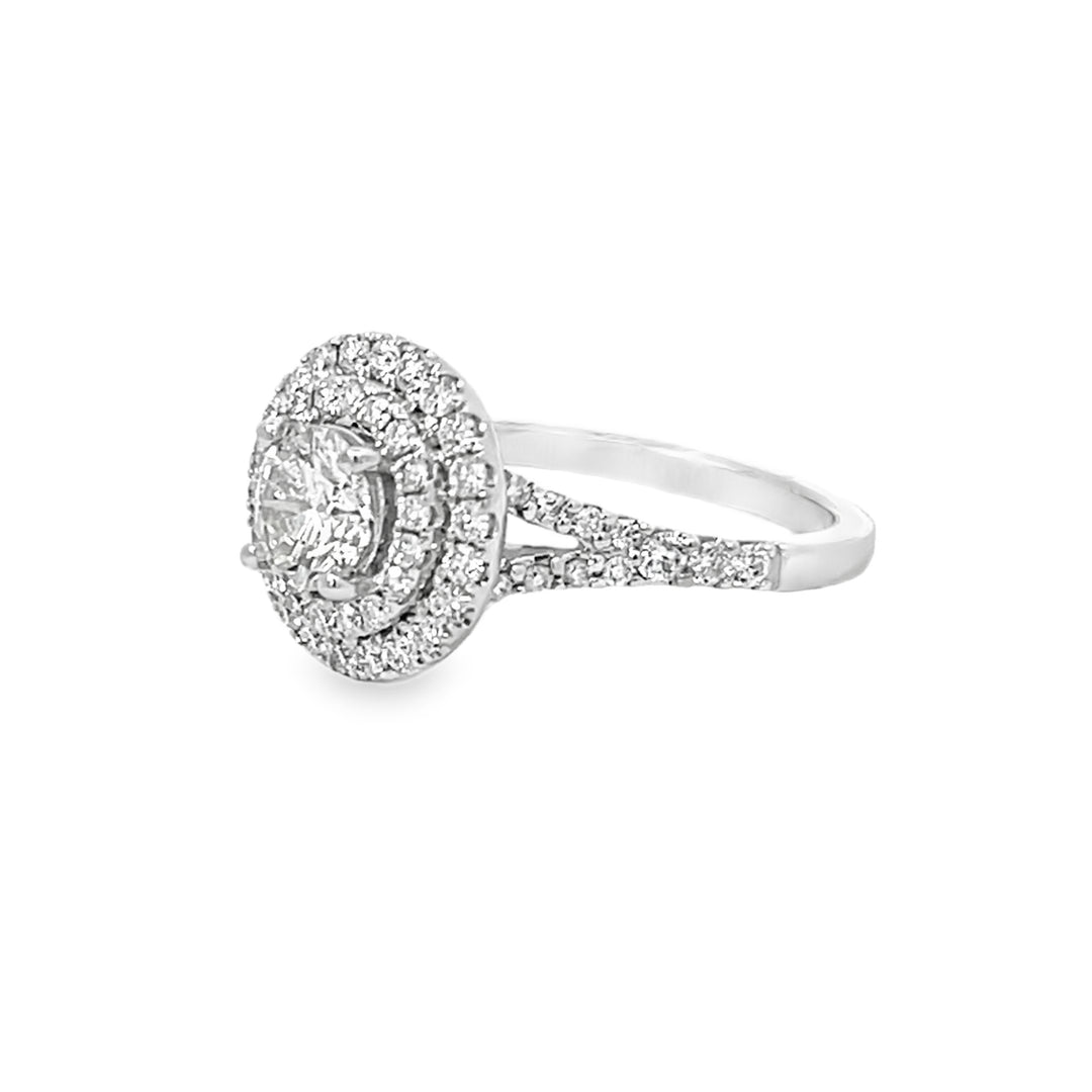 Round 1.41 Carat Total Double Halo Ring