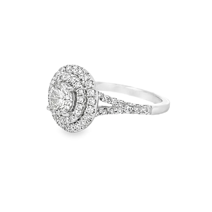 Round 1.41 Carat Total Double Halo Ring