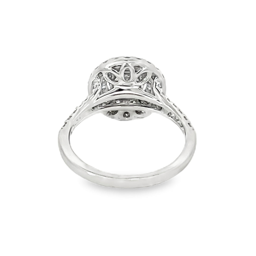 Round 1.41 Carat Total Double Halo Ring