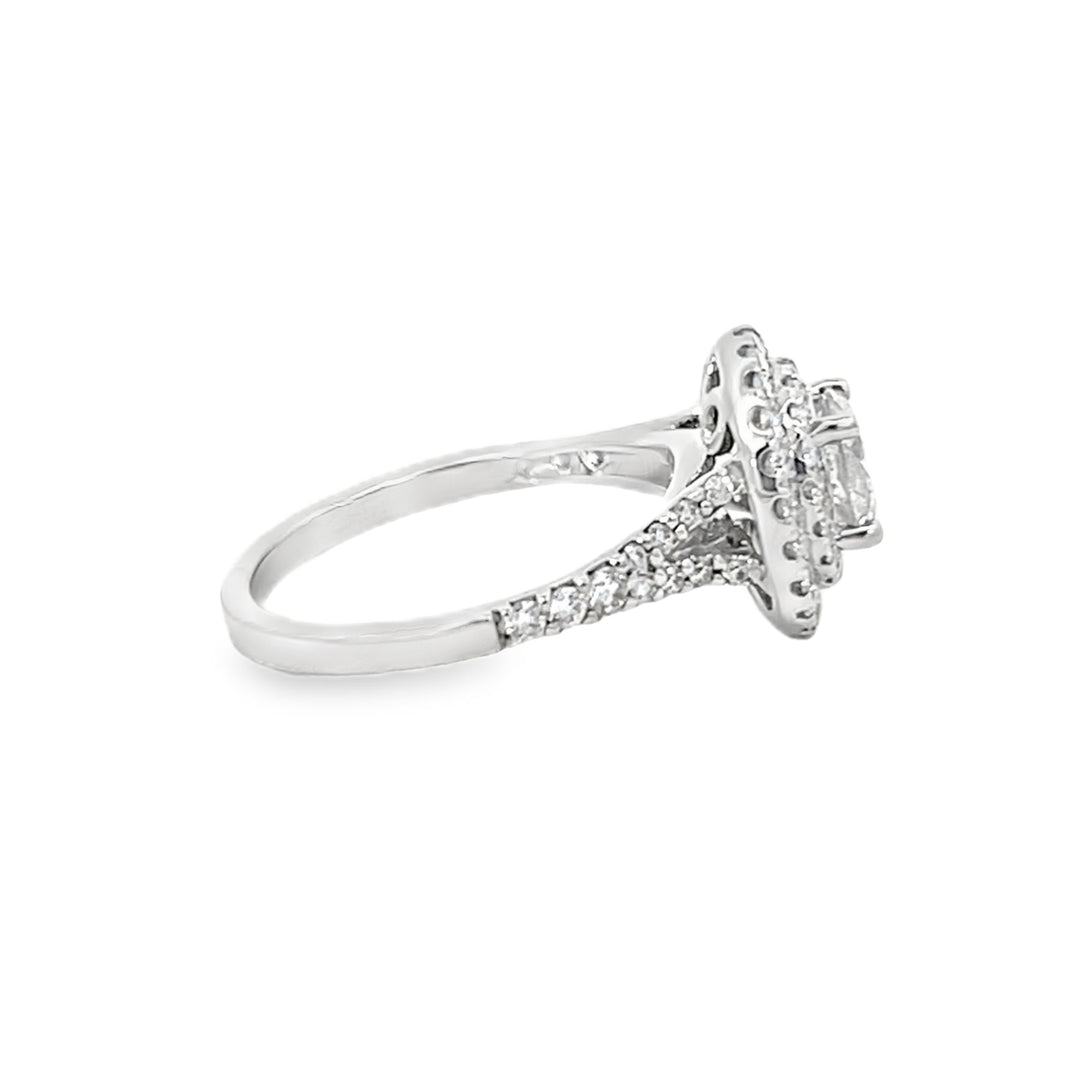 Round 1.41 Carat Total Double Halo Ring