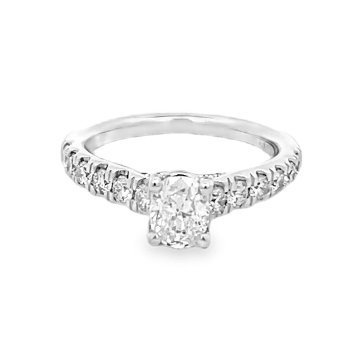 14K White Gold Oval Diamond Engagement Ring 1.45ctw