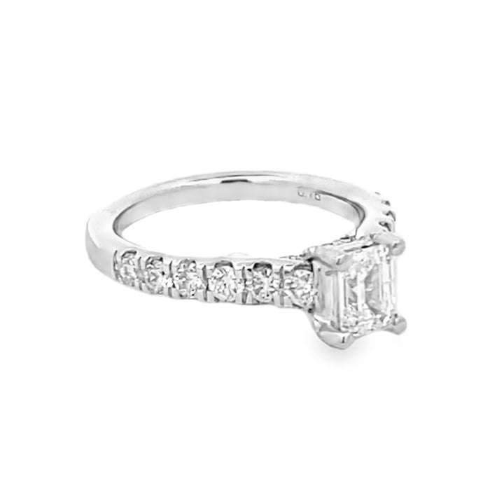 14K White Gold Emerald Cut Diamond Engagement Ring 1.44ctw