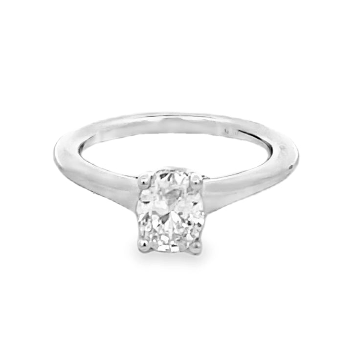 18K White Gold Oval Cut Diamond Engagement Ring 1.06ctw