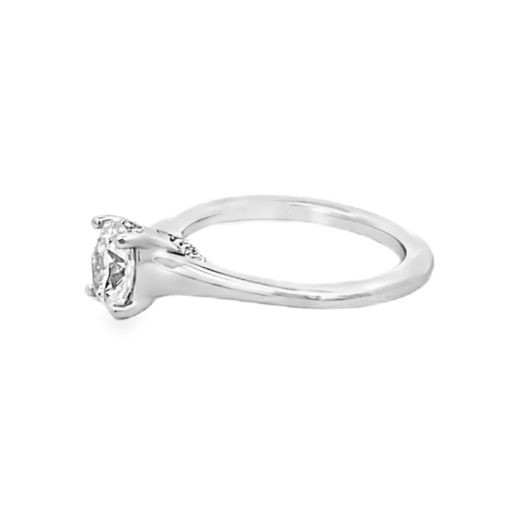 18K White Gold Oval Cut Diamond Engagement Ring 1.06ctw