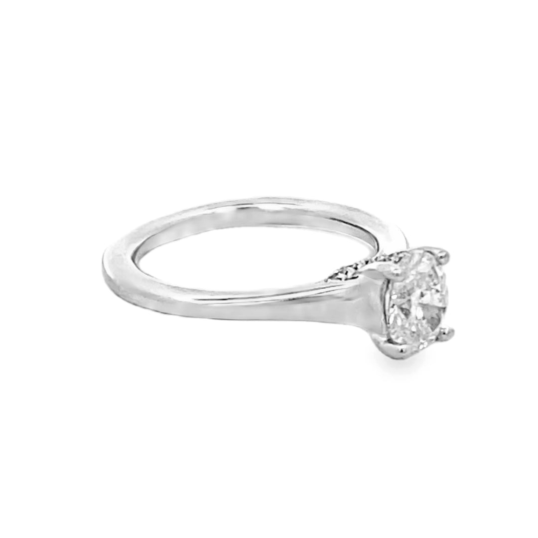 18K White Gold Oval Cut Diamond Engagement Ring 1.06ctw