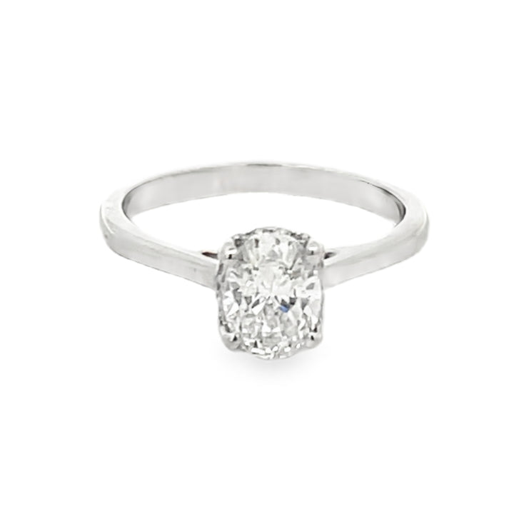14K White Gold Oval Cut Hidden Halo Diamond Engagement Ring 1.00ctw