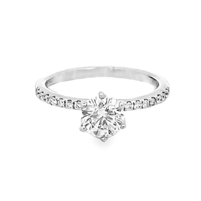 14K White Gold Round Cut Diamond Engagement Ring 1.31ctw