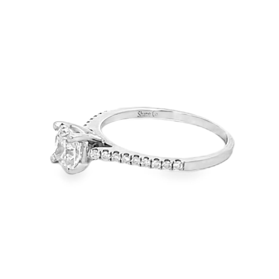 14K White Gold Cushion Cut Diamond Engagement Ring 0.90ctw